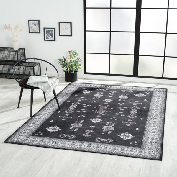 Timeless Designs Area Rugs Cecilia Black Beige In A Room